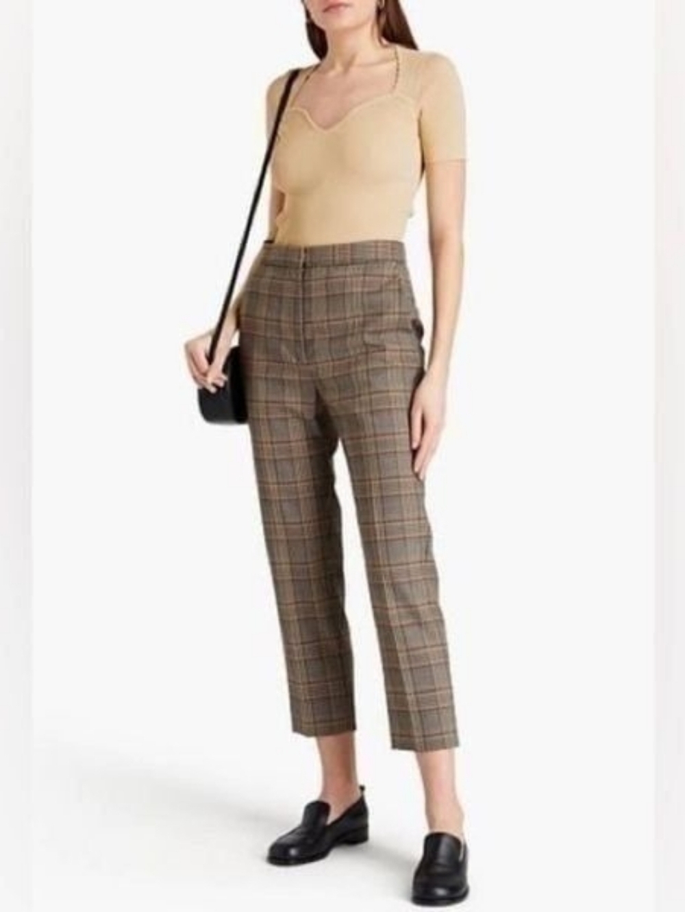 Revolve Sandro Stainy Plaid Tapered Ankle Length Pants, EU 40